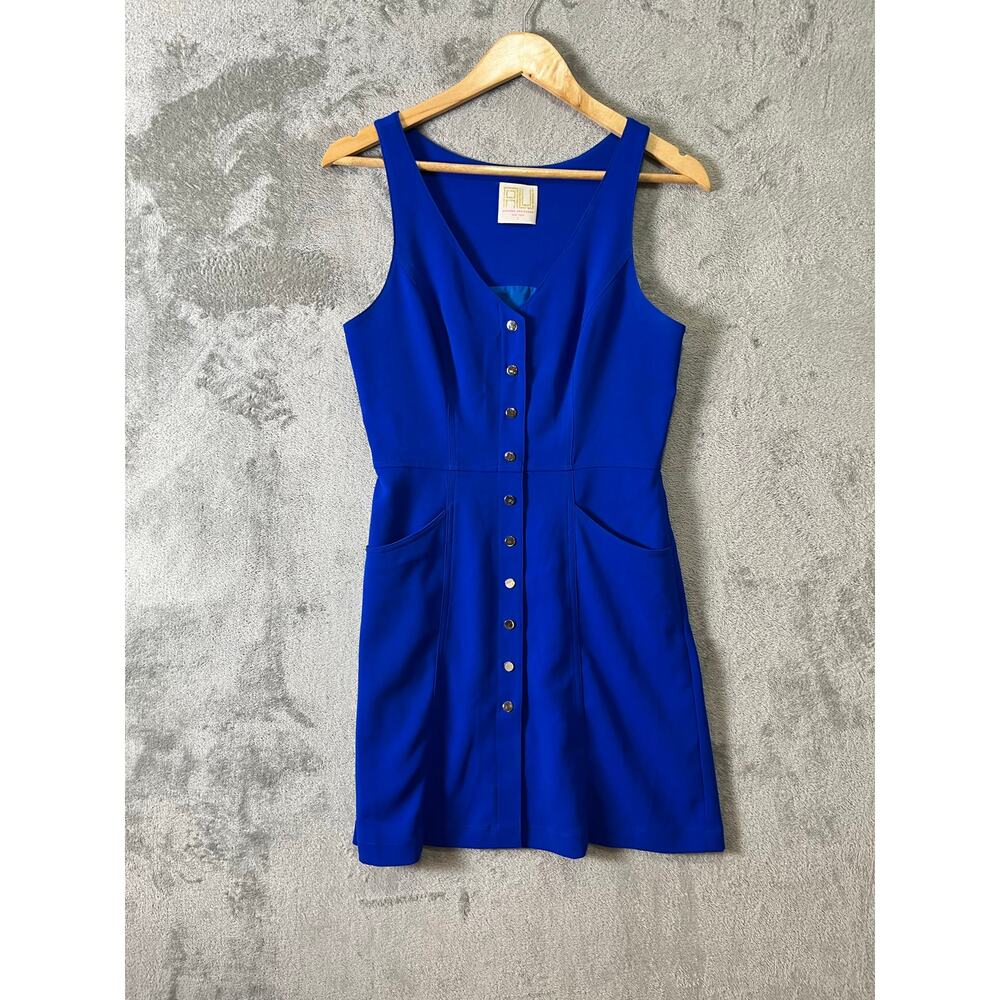 Amanda Uprichard Cobalt Blue Mini Dress Button Front Preppy Chic Clean Girl SM‎